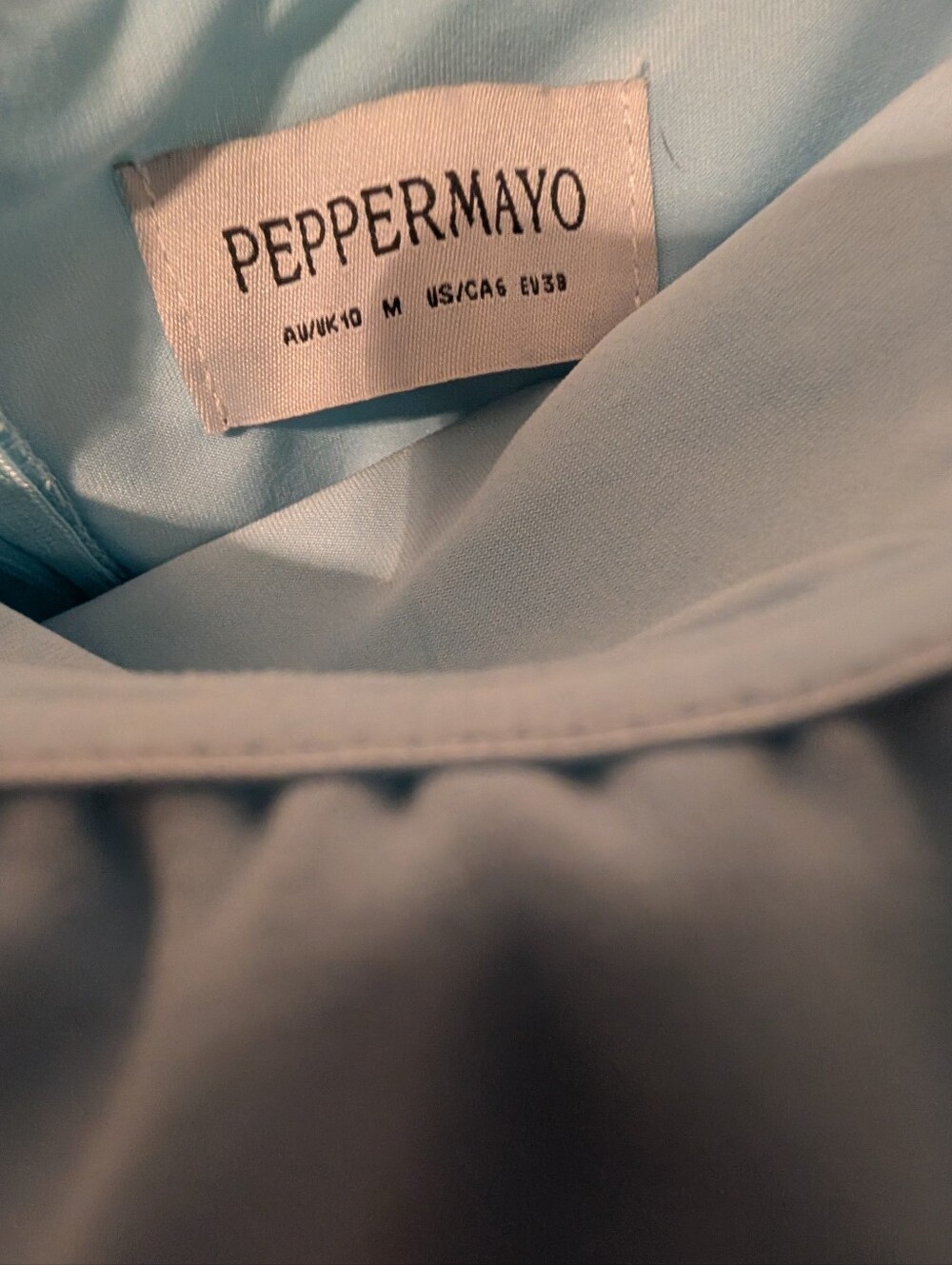 Peppermayo Aqua Blue Beaded Strapless Dress, Size 6 - Picture 3 of 6